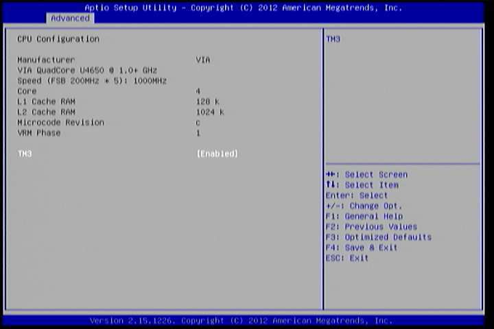 Illustration of CPU Configuration screen