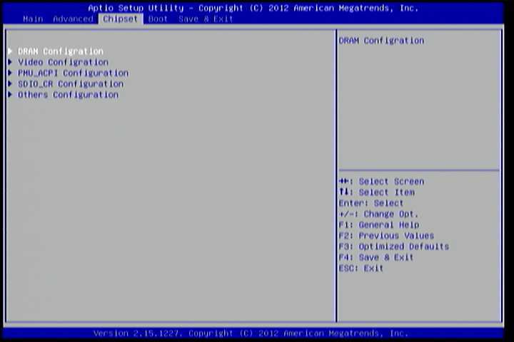 Illustration of Chipset Settings screen