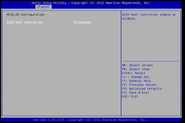 Illustration of SDIO_CR Configuration screen